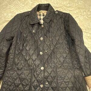 Burberry Quilted Black Utility Jacket Brit Puffer Spring STAIN Med Womens Blazer